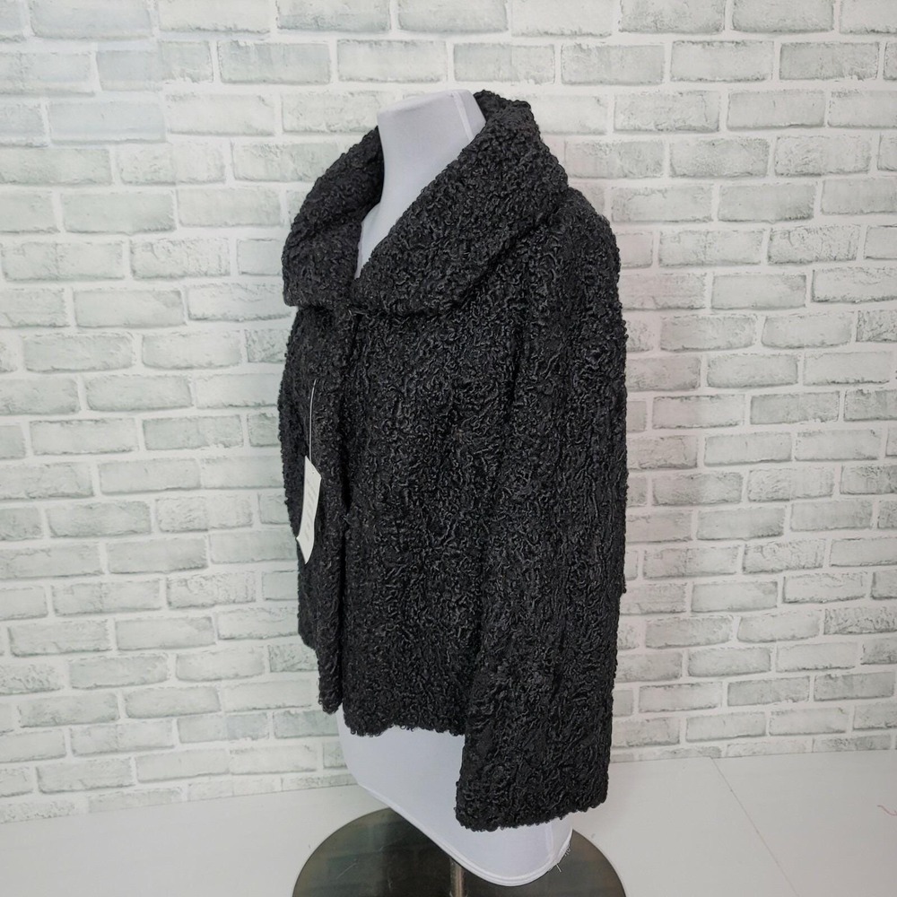 Vintage 50s Sistoveris of Greece Black Persian Lamb Fur Jacket Boxy Short Coat - Picture 5 of 12